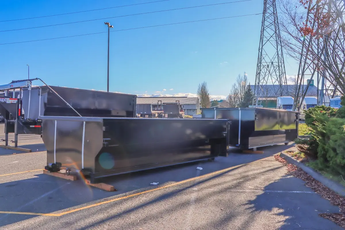 Roll-off dumpster ready for waste disposal at job site for Yard Waste Dumpster Rental in Eldersburg